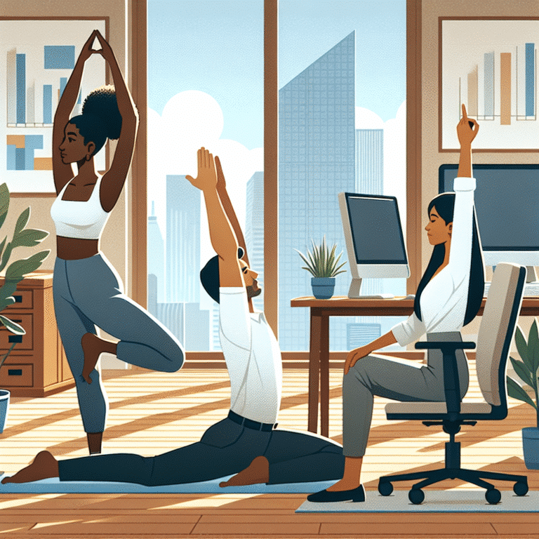 posturas de yoga para reduzir dores nas costas no trabalho