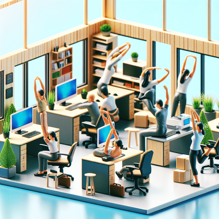 rotina curta de exercícios no escritório