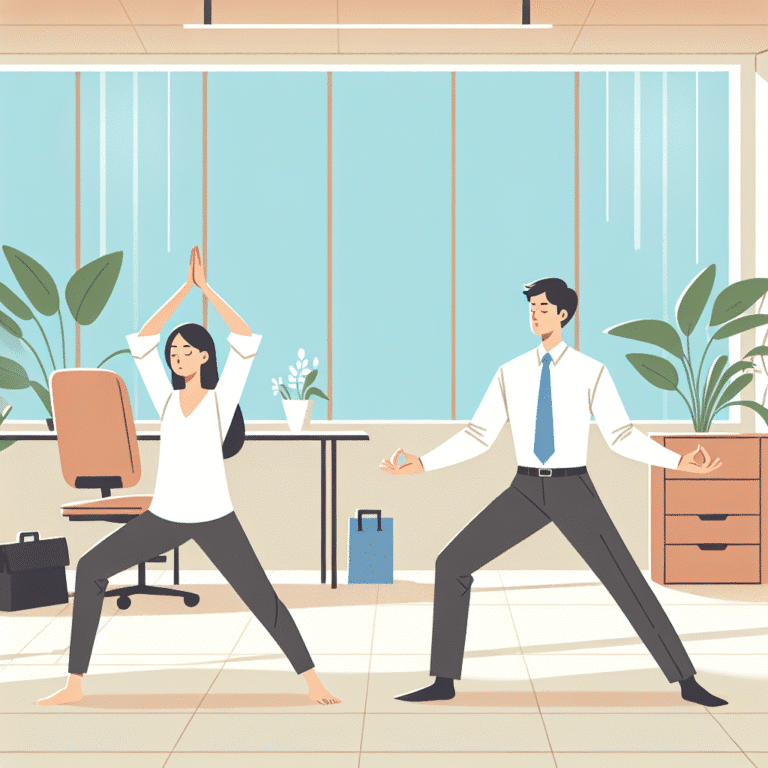 posturas de yoga fáceis para aliviar a tensão no escritório