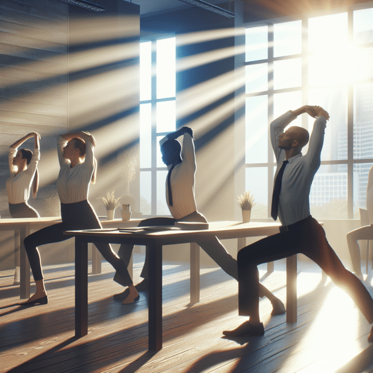 rotina de alongamento matinal no trabalho